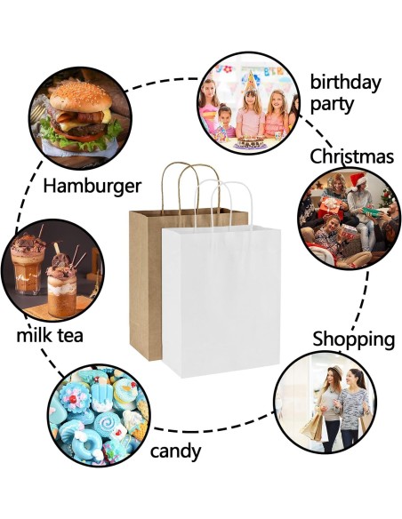 50 x Draagtassen van witte kraftpapier met gevlochten oren 18x8x22c...