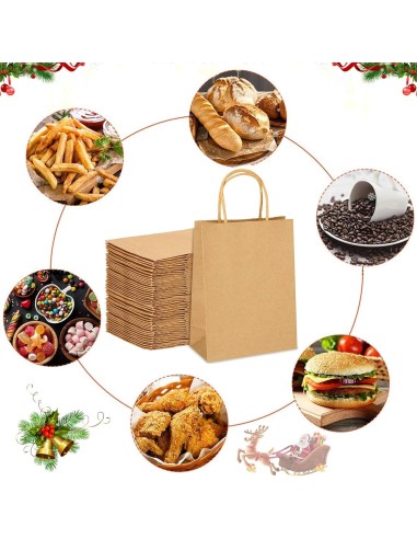 50 x Sacs kraft blanc à poignées torsadées 18x8x22cm  - Accueil