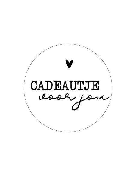 Stickers op rol " Cadeautje voor jou " 4 cm wit