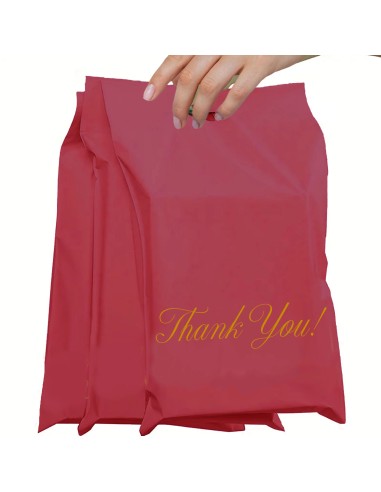 Verzendzakken met handvat « Thank you « roos formaat A3 – 31 x 42 + 7cm / Webshopzakken /Plastic Envelop / Verzendenveloppen