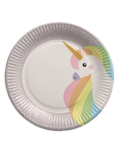 10 x Assiettes, carton rond Ø 23 cm "Unicorne" pour anniversaire vaisselle jetable