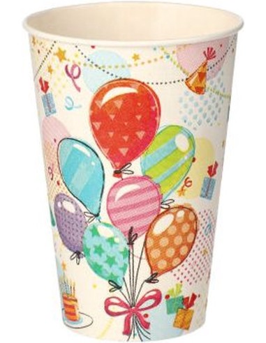 10 x Gobelets, carton 0,2 l Ø 7 cm · 9,7 cm "Fete" pour anniversaire vaisselle jetable