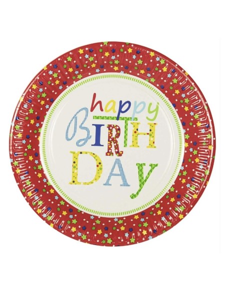 Set "Joyeux anniversaire" pour fête d'anniversaire 20 x Assiettes + Gobelets + Serviettes