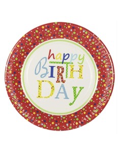 10 x Kartonnen feestborden "Happy birthday", rond Ø 23 cm borden van karton voor feest