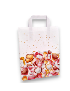 Kraft papieren tassen met handvatten 22x10x28cm gebak cadeau kerstmotief 2