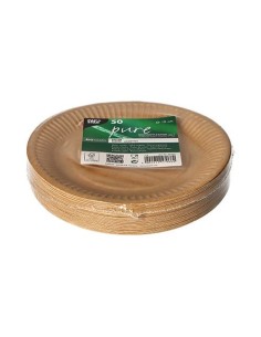 50 assiettes en carton brun biodégradables 19cm 2