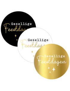 Stickers op rol " Gezellige Feestdagen " 4 cm 3 kleuren