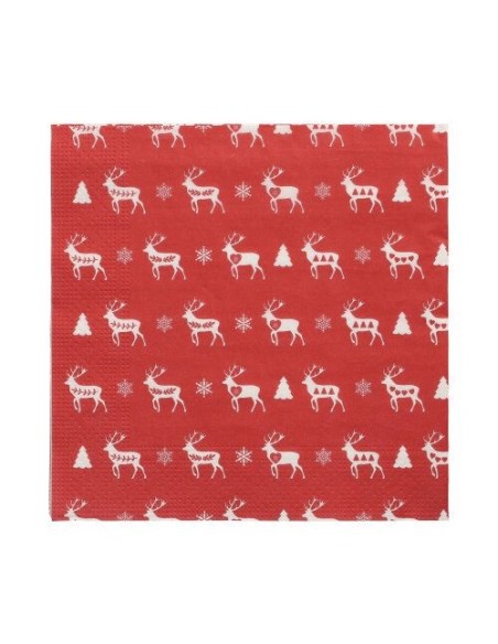 20 x Serviettes en papier 33x33 cm 3 couches "Rennes"