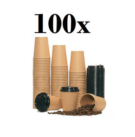 Gobelet à café à emporter Kraft 80mm 240ml marron- 100 pièces + cou... 2