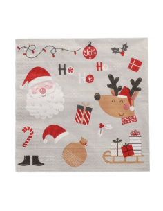 20 x Servetten 3-laags 1/4 vouw 33 cm x 33 cm "Vive Noel"