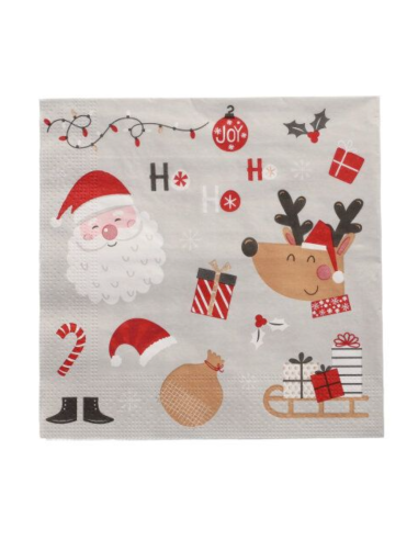 20 x Servetten 3-laags 1/4 vouw 33 cm x 33 cm "Vive Noel"