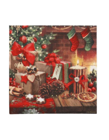 20 x Servetten 3-laags 1/4 vouw 33 cm x 33 cm "Cozy Christmas"