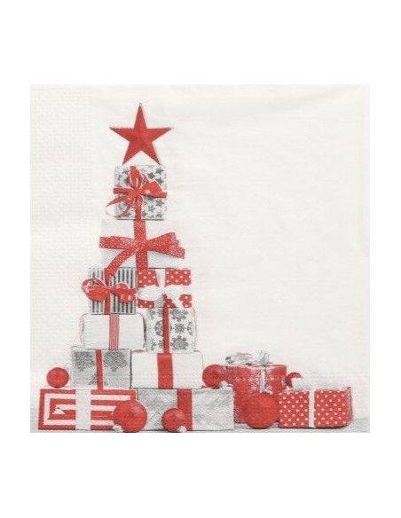 20 x Servetten 3-laags 1/4 vouw 33 cm x 33 cm "Geschenken"