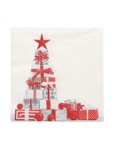 20 x Serviettes en papier 33x33 cm 3 couches "Cadeaux"