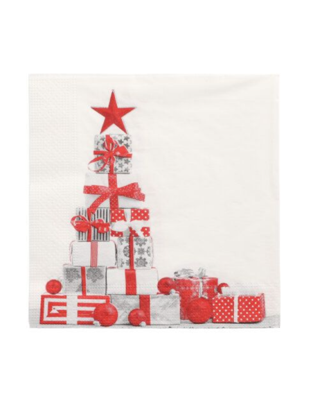20 x Serviettes en papier 33x33 cm 3 couches "Cadeaux"