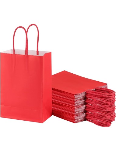 Rode Draagtassen van gekleurd kraftpapier met gevlochten oren 18x8x...