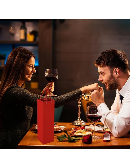 Wijntas 10+9x39cm voor 1 Fles rood met touw /Flestas papier / Cadeauverpakking