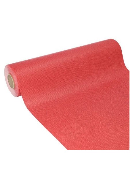 1 x Chemin de table, aspect tissu, non tissé "soft selection plus" 24 m x 40 cm rouge indéchirable et imperméable