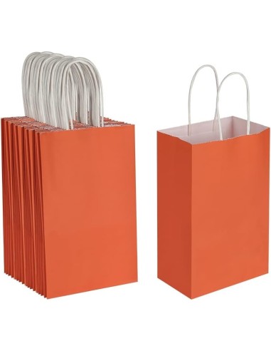 48 x Draagtassen van gekleurd kraftpapier mix 3  6 verschillende kleuren met gevlochten oren 18x8x22cm