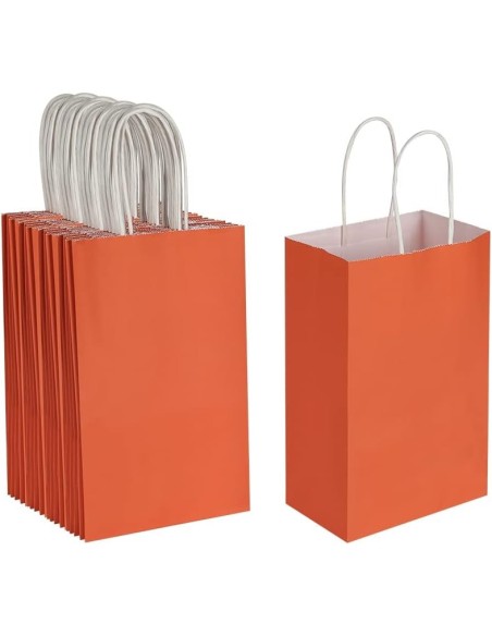 Rode Draagtassen van gekleurd kraftpapier met gevlochten oren 18x8x... Rode Draagtassen van gekleurd kraftpapier met gevlochten oren 18x8x...