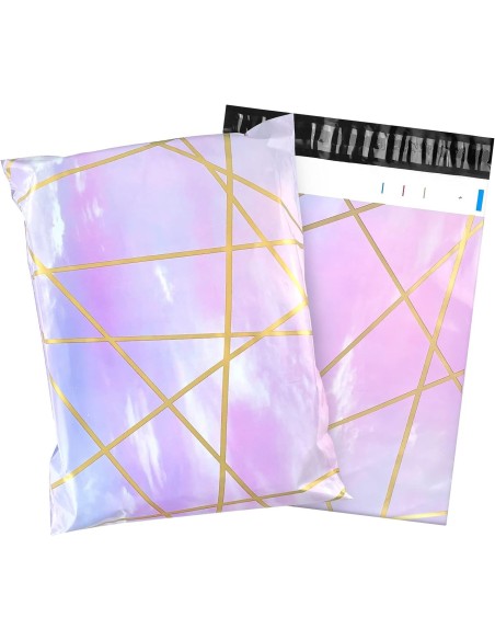 Verzendzakken « Thank you « Gold purple formaat B4 25,5 x 37 + 7cm /Plastic Envelop / Verzendenveloppen