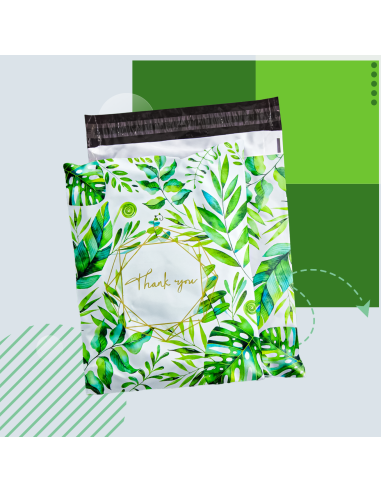 Verzendzakken "Thank you" formaat B4 – 25,5 x 37 groen/Plastic Envelop / Verzendenveloppen