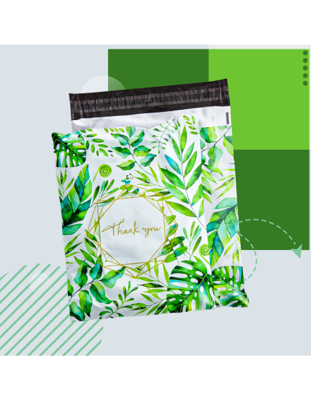 Verzendzakken "Thank you" formaat B4 – 25,5 x 37 groen/Plastic Envelop / Verzendenveloppen