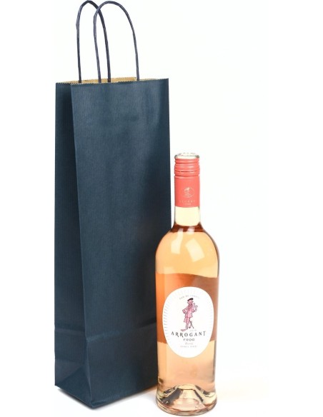 Kraft Wijntas 14+8x39cm voor 1 Fles blauw / Flestas papier / Cadeauverpakking /draagtas voor Fles/wijn / Fleszak · Fles zak
