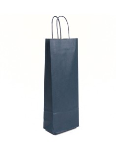 Kraft Wijntas 14+8x39cm voor 1 Fles blauw / Flestas papier / Cadeauverpakking /draagtas voor Fles/wijn / Fleszak · Fles zak 2