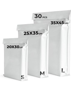 30 x Ondoorzichtige plastic envelop / Webshopzakken / Verzendzakken 3 formaten