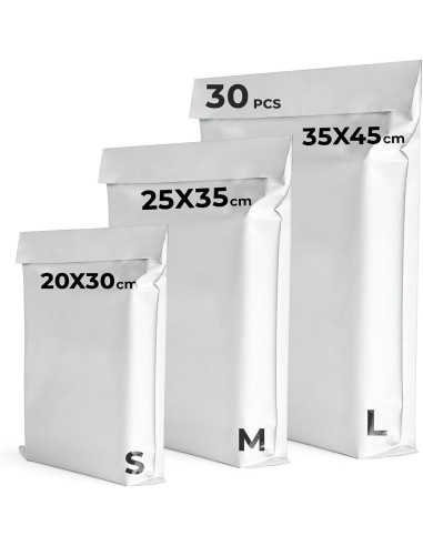 30 x Ondoorzichtige plastic envelop / Webshopzakken / Verzendzakken 3 formaten