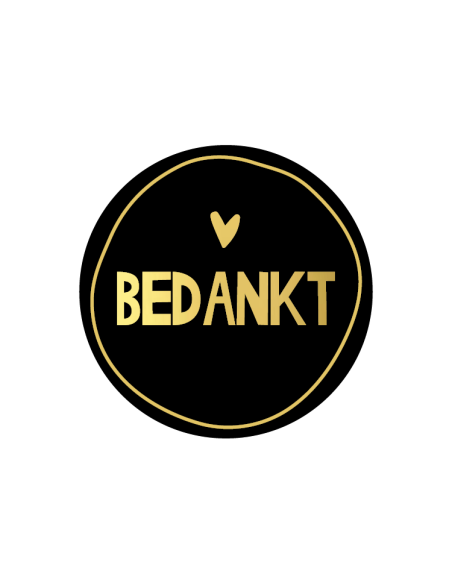 Stickers op rol " Bedankt " 4 cm zwart
