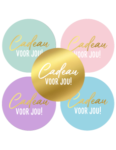 Stickers op rol " Cadeautje voor jou " 4 cm kleuren