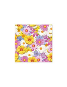 20 x Servetten, 3-laags 1/4 vouw 33 cm x 33 cm "Daisies Mix" papier zomer lente