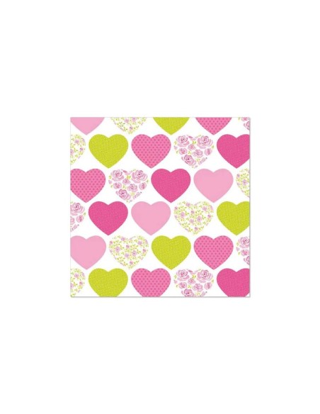 20 x Servetten, 3-laags 1/4 vouw 33 cm x 33 cm "Sweetheart" papier zomer lente