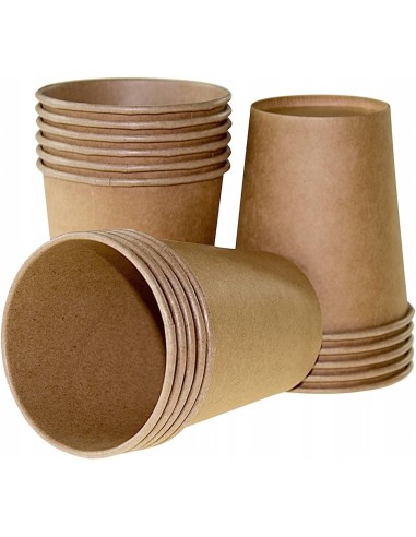 Set wegwerpservies kraft - 50 kartonnen borden, bekers, houten bestek en gele servetten 32x32cm