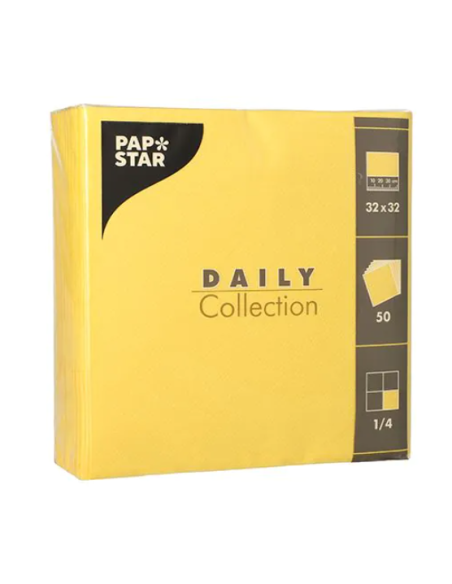 Lot de 50 serviettes double épaisseur jaune 32x32cm