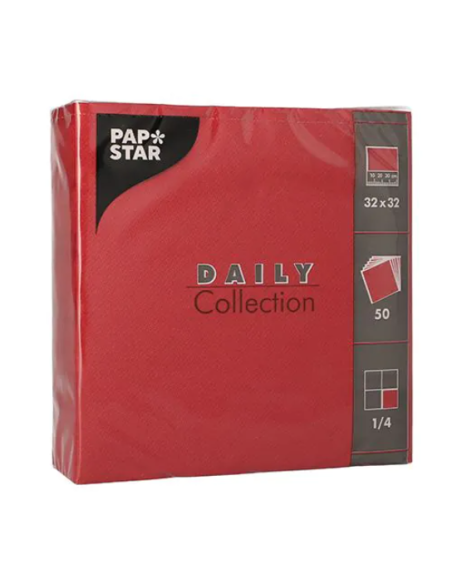 Set van 50 rode dubbele servetten 32x32cm