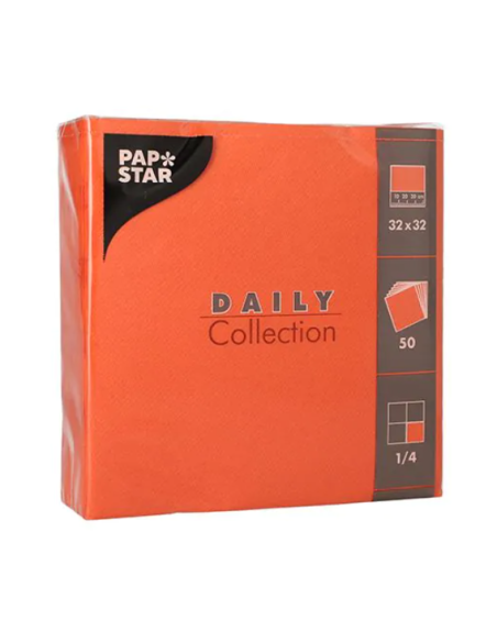 Lot de 50 serviettes double épaisseur orange 32x32cm