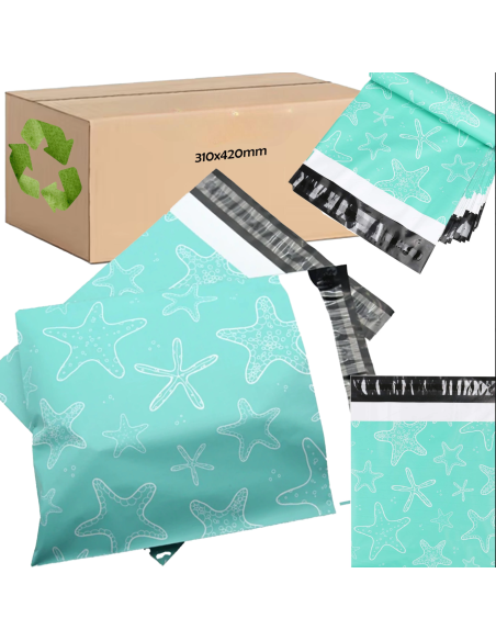 50 Pochettes d'Expédition Opaques en Plastique A3 "Étoile de Mer" 31x42cm enveloppes