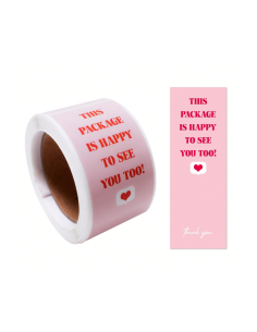 100 Etiquettes blanches en rouleau "This package is happy to see yo... 2