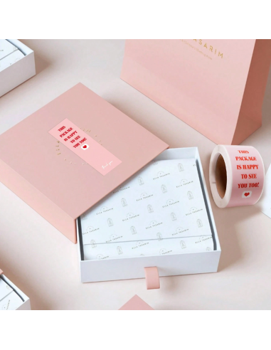 100 witte stickers op rol "This package is happy to see you too, op...