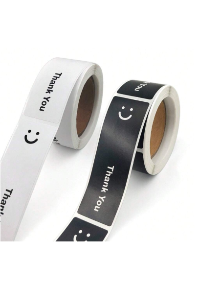 120 zwarte stickers op rol " Thank you for you order " 7,5 x 2,5cm ...