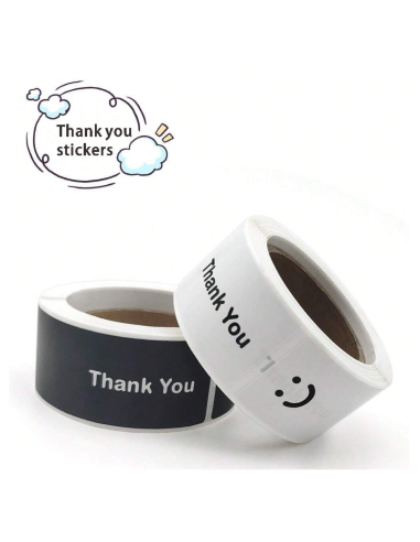 120 Etiquettes en rouleau " Thank you " 7,5 x 2,5cm