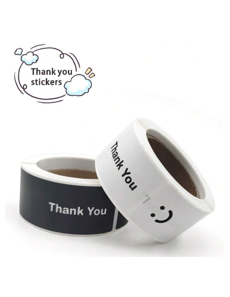 120 zwarte stickers op rol " Thank you for you order " 7,5 x 2,5cm ...