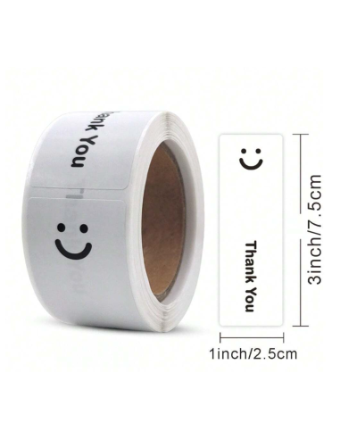 120 stickers op rol " Thank you " 7,5 x 2,5cm