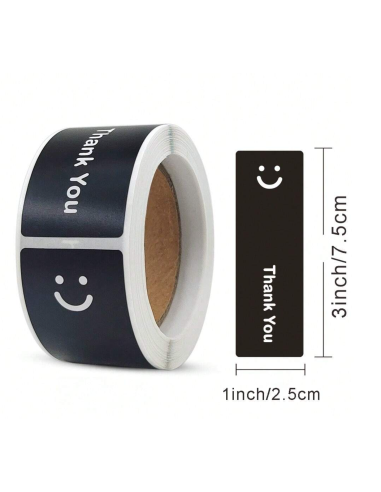 120 zwarte stickers op rol " Thank you for you order " 7,5 x 2,5cm ...