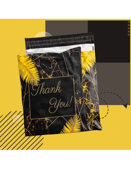 Verzendzakken  formaat B4 – 25,5 x 37 gouden bladeren/Plastic Envelop / Verzendenveloppen
