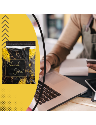 Enveloppes d'expédition  format B4 – 25,5 x 37  feuilles dorées- Pochettes d'envoi postal en plastique