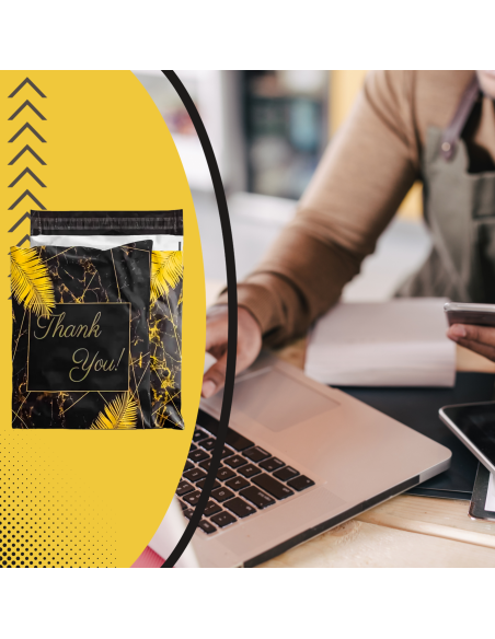 Enveloppes d'expédition  format B4 – 25,5 x 37  feuilles dorées- Pochettes d'envoi postal en plastique